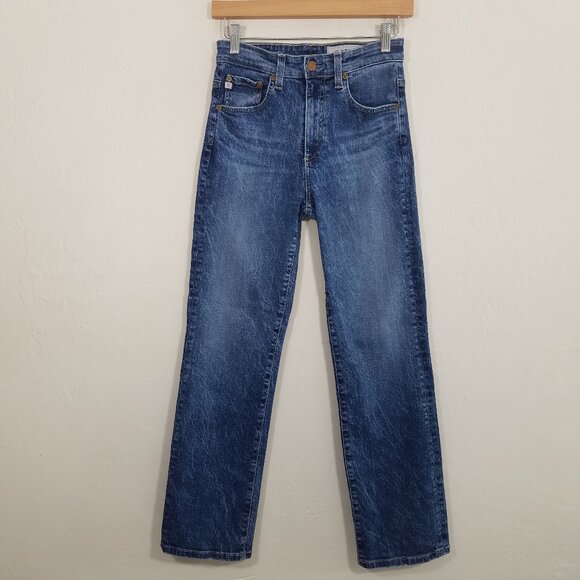 Ag Adriano Goldschmied High Waisted Straight Stretch Jeans Blue Size 26 - Picture 1 of 8